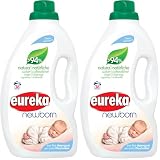Eureka Newborn Flüssigwaschmittel für Neugeborene & Familie – 94% Natürliche & Pflanzliche Inhaltsstoffe, Hypoallergen, 1,8 L (~36 Wäschen) (Packung mit 2)