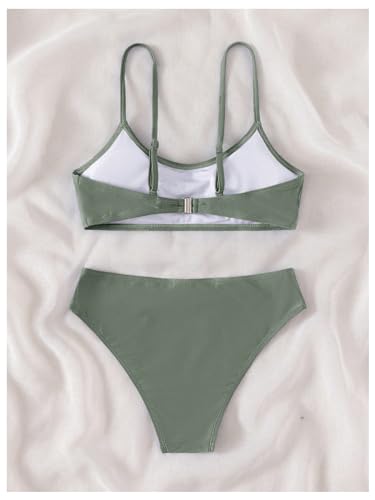 Image of SHENHE Girl's 2 Piece O Ring Bikini High Waisted Spaghetti Strap Cute Swimsuit Bathing Suit