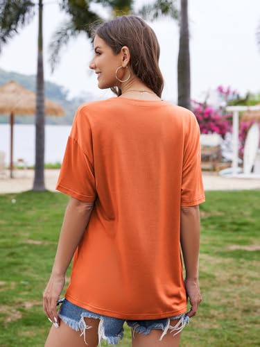 Image of UNCLECAT Womens Deep V Neck T Shirts Summer Oversized Short Sleeve Tops