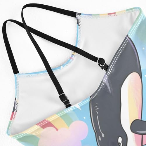 Bolaz Girls Swimsuits One-Piece Bathing Suits Multicolor Kids Sport Summer Beach Swimwear for 3-10 Years Old-Cute Cartoon Whale4