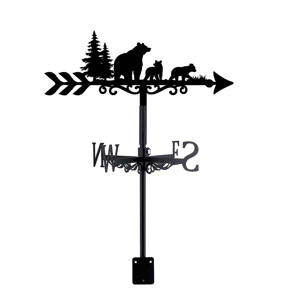 SUPERDANT Bear Family Weather Vane Forest Bear Weathervanes Black Metal Wind Vanes Animal Weather Vanes Weathervane Garden Ornament for Farmhouse
