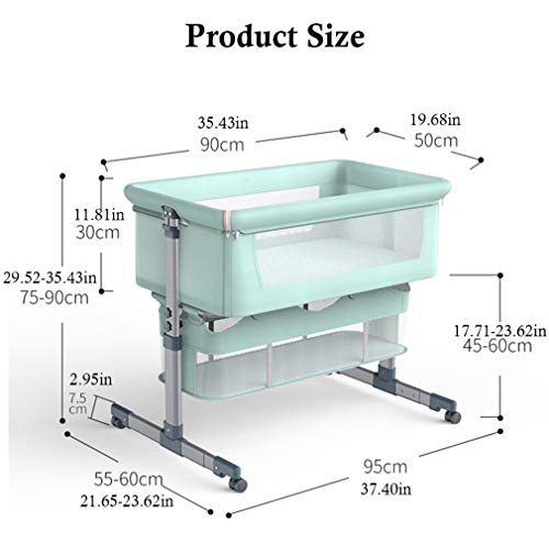 Infant Shining Baby Bedside Crib, Multifunction Cradle Bassinet Movable for Newborn Sleeping, Foldable Toddler Bed Baby Basket Travel Bed Green