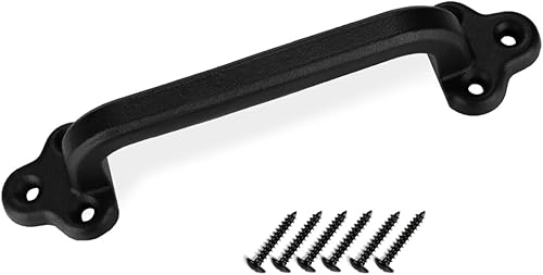 Vista 51 de Manija rústica de 8 pulgadas para puerta de granero, tirador de acero negro para puertas correderas, puertas, garajes, cobertizos, vallas, armarios