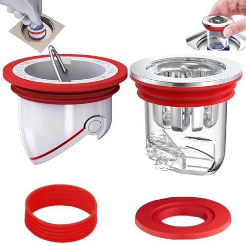 2 Pièces Clapet Anti Odeur Douche WISIRENT, 35-52mm Bouchon Anti Odeur Douche, 33-39mm Siphon de...