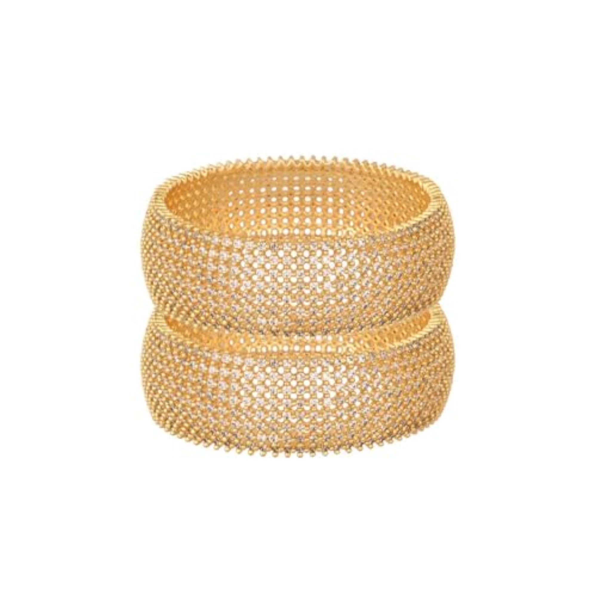 Women's Gold Plated American Diamond CZ White Traditional Kada Bangles