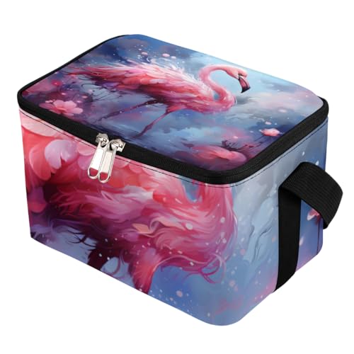 GzLeyigou Lunch Bags for Women Men 9 Cans,Flamingo Hot & Cold Food Delivery Bag Insulated Grocery Bag Insulated Lunch Box Colorful Flamingo Cooler Bag for Office Work Picnic Beach