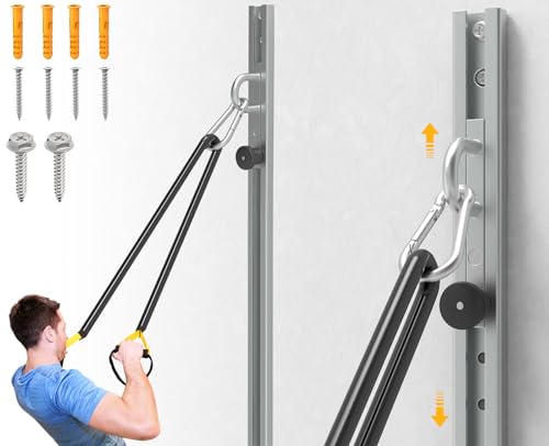 Resistance Band Wall Anchor with Automatic Locking Function 40 Adjustable Resistance Band Wall Mount System Multi-Functional Home Gym Solution for Strength Training Workout Goals | 100+ Exercises