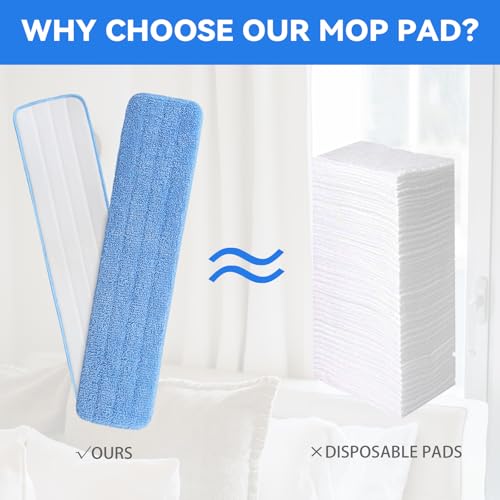 Image of 36 inch Microfiber Pad for Rubbermaid Commercial 36 Inch Mop Head - 8 Pack Replacement Wet & Dry Commercial Reusable Cleaning Mop Refills Fit for Any Microfiber Flat Mop System 36 inch