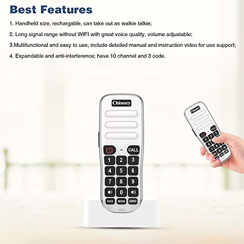 Chtoocy CH-668 Rechargeable Handheld Intercoms Wireless For Home 1 Mile Range 10 Channel thumb #2
