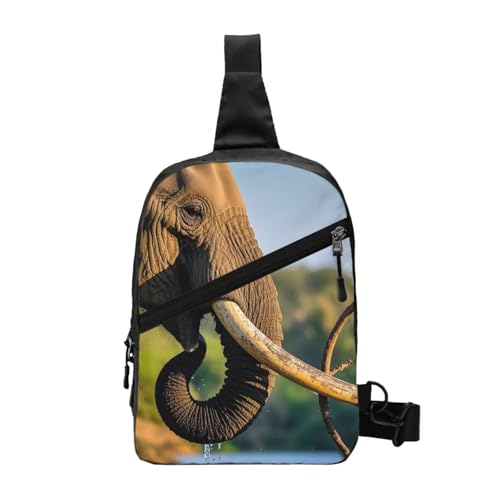 African Elephant Print Men's and Women's Foldable Crossbody Bag,Sports Crossbody Bags,and Daily Chest Bags