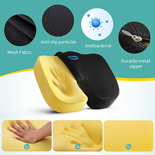 Nicesky Seat Cushion Posture Cushion Tailbone Sciatica Back Butt Pain Relief Comfort Chair Pads Car Office Desk Computer Accessories Memory Foam Pillow #TOP2