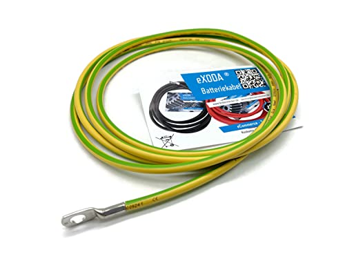 Câble De Terre 16mm² 3m - Vert/Jaune | Cosses M8 Et M10 | Qualité Professionnelle | Voiture, Moto, Solaire