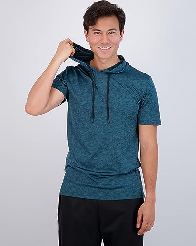 3 Pack: Mens Dry Fit Moisture Wicking Short Sleeve Active Athletic Hoodie Pullover Sweatshirt Workout Running Fitness Gym Sports Casual Tee Outdoor Summer Hiking Beach Outfit- Set 2, Xxl #TOP3