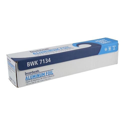 Boardwalk BWK7134 Extra Heavy-Duty Aluminum Foil Roll, 18" x 500 ft, Silver