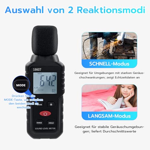 Mcbazel Dezibel Messgerät, Digital Schallpegelmessgerät, Schallpegelmesser mit LCD-Display, Mess 30dBA-130dBA