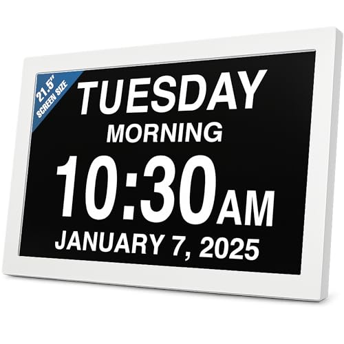 Image of American Lifetime New 2026 Dementia Clock Large Digital Clock for Seniors, Digital Calendar Large Display, Custom Alarms, Clock with Day & Date for Elderly 21.5 Inches White