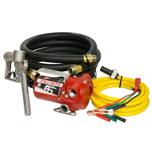 Fill-Rite RD812NH 12V 8 GPM Portable Fuel Transfer Pump w/Discharge Hose, Manual Nozzle, Power...