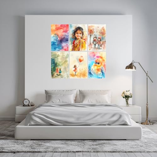 Image of SiddArtify Watercolor Abstract - Children Art Print Set - Sticker - 12x18 Inch - Pack of 6 Wall Room Decoration art Poster Prints
