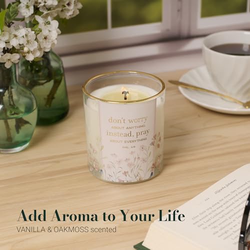 Image of Christian Art Gifts Vanilla & Oakmoss Scented Candle: Don't Worry, Pray
