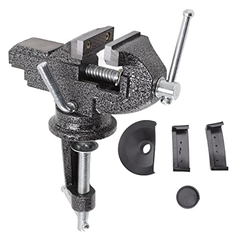 360 Degree Rotating Vise, Cast Steel Clamp On Table Vise for Woodworking, Jewelry Making and Repairing, Suitable for Work in All Directions