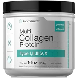 Horbäach Multi Collagen Protein Powder 16 oz | Type I, II, III, V, X | Hydrolyzed Collagen Peptide Powder | Keto & Paleo Friendly | Unflavored & Gluten Free