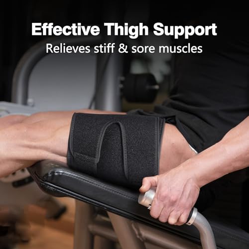 thigh brace hamstring quadriceps support and thigh wraps adjustable compression sleeve support for pulled groin muscle sprains tendonitis sciatica pain and sports recovery for men and women