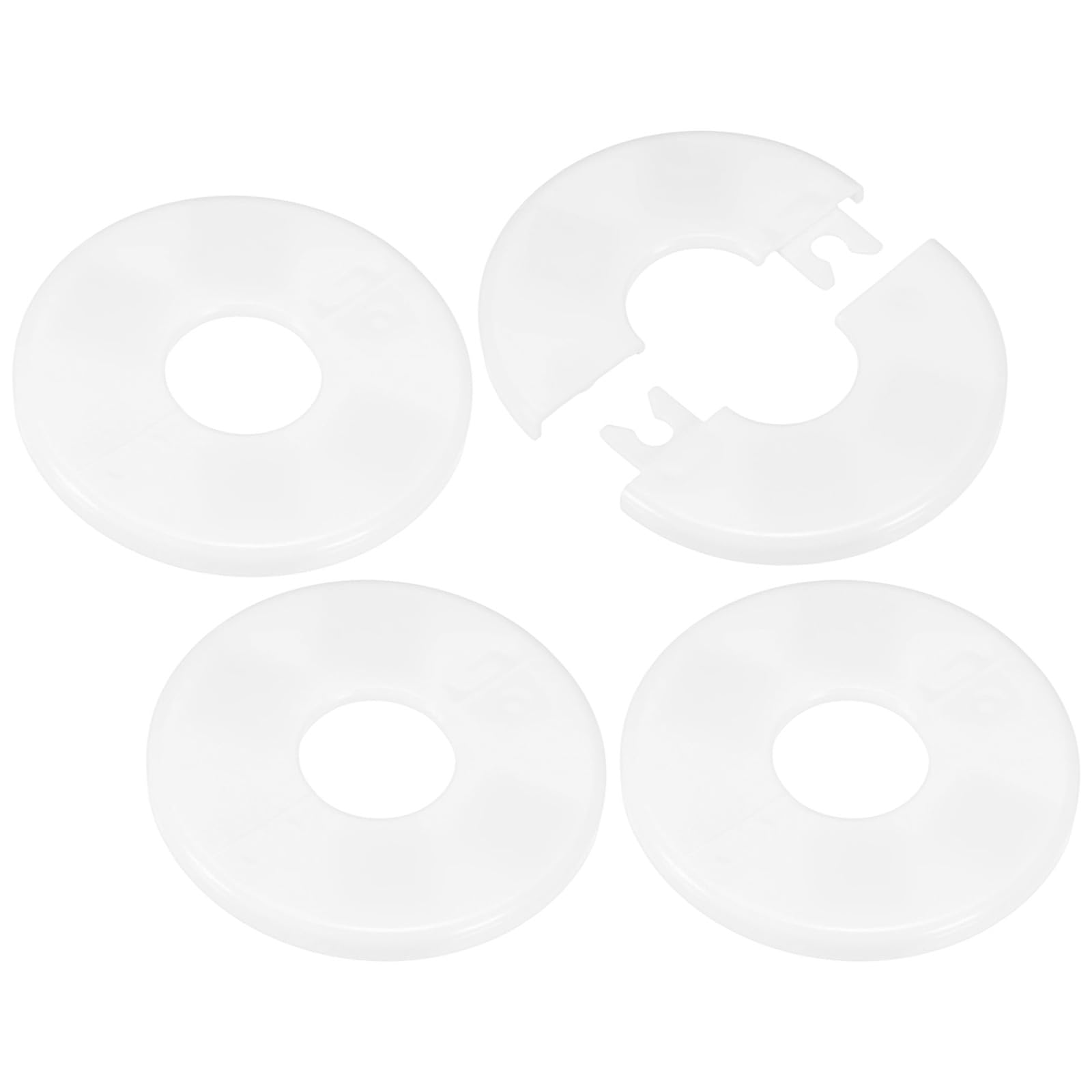 M METERXITY 4-Pack Wall Split Flange, 22mm[0.87"] ID ABS Round Self-Adhesive Escutcheon Plate Cover Buckle for Pipe Accessories/Floor/Ceiling, Plumbing Cover Plates [White, 66mm 2.6" OD] — image 1