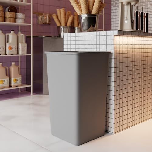 Image of 50 Gallon Gray Square Commercial Trash Garbage Can | Outdoor Office Restaurant School Kitchen