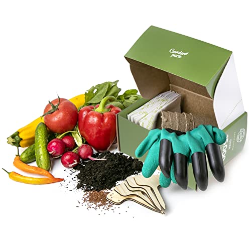 Großes Samen Anzuchtset - 30 Sorten Gemüsesamen - Handschuhe mit Krallen - 6 biologisch abbaubare Anzuchttöpfe aus Torf - 6 Bambuspflanzenmarker - Für Ihren Indoor-Garten - Ideales Garten Geschenkset - Image 6