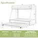 Giantex Twin Over Full Bunk Bed with Trundle, Heavy-Duty Metal Triple Bunk Beds w/Two Side Ladders & Safety Guard Rail, 3 in 1 Bunk Beds for Kids Teens, No Box Spring Needed,White