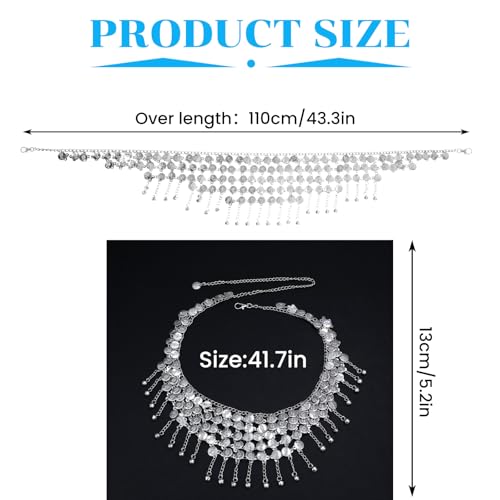 Coin Belly Dance Skirt Accessory, Adjustable Coin Belt Chain, Fringe Hip Scarf for Women, Dancer Outfit for Belly Dance2