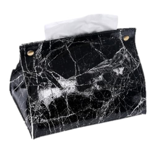 Pesderty Scatola Porta Fazzoletti con Motivo Marmorizzato in Pelle PVC, Contenitore, Porta Tovaglioli, Sacchetto di Carta, Scatola per Cosmetici, Organizer, Resistente e Facile da Usare