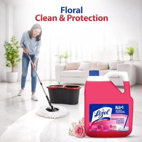 Image of Lizol Disinfectant Surface & Floor Cleaner Liquid, Floral - 5L | Kills 99.9% Germs | India's #1 Floor Cleaner & Kitchen Power Cleaner Liquid Spray - 450ml (Pack of 2) | Cleans Stove, Chimney & Sink