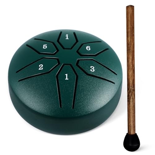 Tambor de lengüeta de acero de 6 notas 3 pulgadas verde miniatura 1