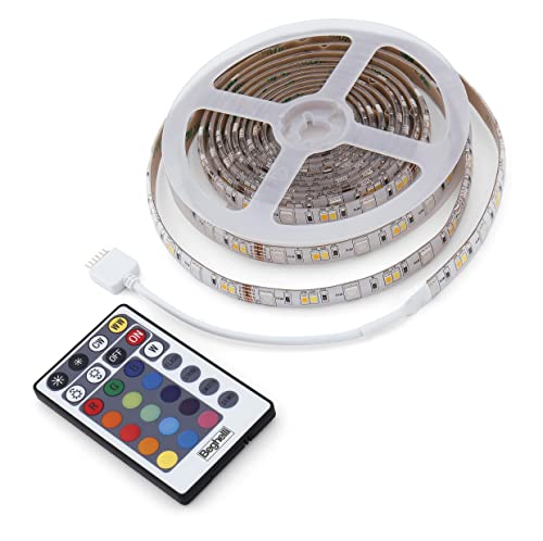 Beghelli - Striscia LED 5M 12W RGB+W CCT WiFi, Luminosa Compatibile con Alexa & App, Facile Installazione, Regolazione Luce Calda e Fredda, Dom STRIPLED, Include Telecomando, Bianco, 1 UnitĂ