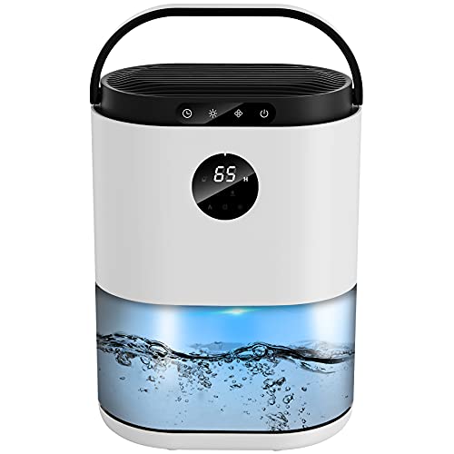 Dehumidifier Portable and Ultra Quiet 77.5oz Small Dehumidifier 2300ml for Home 4500 Cubic Feet 480 sq ft with Humidity Display and Automatic Shut-off for Bedroom Basements Bathroom Closet RV