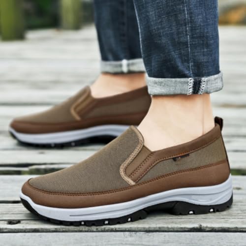 Auguscare Shoes Men,Men's Arch Support Slip On Canvas Loafers,Outdoor Casual Walking Boat Sneakers2