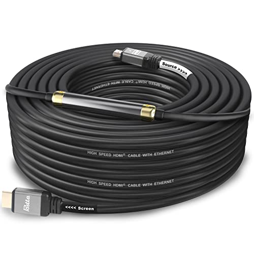 Postta Cable Ultra HDMI de 2.0 V (100 pies) con amplificador de señal integrado, compatible con 3D, 1080P, Ethernet, retorno de audio y Ultra HD, paquete de 1 (gris)