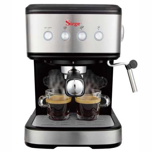 Sirge LussyO - Máquina de Café Espresso Manual, Cafetera Express, para Cafeteras y Monodosis, 15 bar, 1 L, 1140 W, color negro