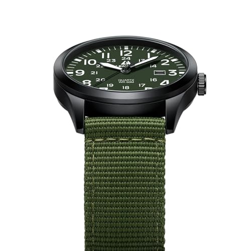 Image of LN LENQIN Mens Watches Unisex Military Sport Nylon Strap Stylish Luminous Fashion Analog Quartz Watch for Men Waterproof Army Tactical Casual Wristwatch