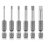 6 Pcs Hollow Ground Screwdriver Set, 1/4 Impact Driver Bit Set Flat Head Slotted Drill Bits, 2 Inch Length Screwdriver Bits SL2 SL2.5 SL3 SL4 SL5 SL6 for Power Drill Impact Driver