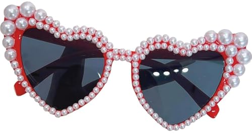 Heart Sunglasses,Love Pearl Sunglasses for Festival,Bling Sunglasses UV400