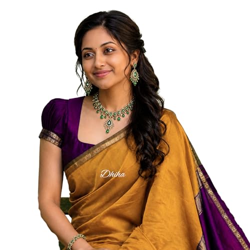 Image of Original Maheswari Cotton Silk Saree for Women | Kanjivaram Pure Silk Cotton Sari with Blouse | Zari Work | Tassels | Handloom Weave