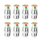 NYTKL 8PCS Tire Pressure Monitor Valve Stem Caps, 2.4 Bar 36PSI Pressure Monitor Stem Covers with 3-Color Eye Alert, Easy to Read Sensor Indicator Tire Valve Cap for Most Car Truck SUV (Silver)