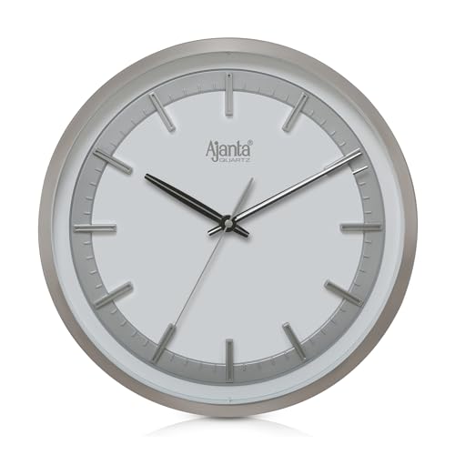 Image of Ajanta 2437 Wall Clock (11.9 Inch / 302.5mm) - Silent Sweep Non-Ticking Movement - Stylish White Home Decor Clock