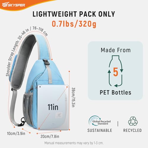 Image of SKYSPER Sling Bag RFID Cross Body Bag Recycled Crossbody Backpack Travel Daypack