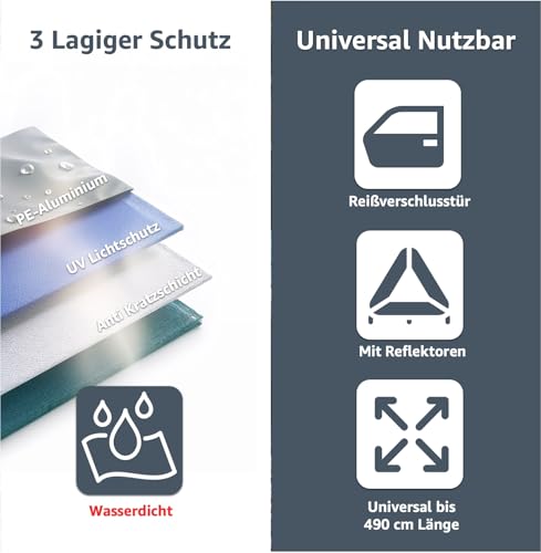 Funda protectora para SUV para coche, cubierta para garaje, lona impermeable, cubierta para coche, para exterior e interior, 1 SUV (490 x 190 x 180 cm) - imagen 3