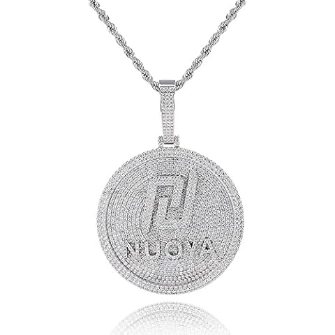 KIYOMING Iced Out Custom Logo & Letters Pendant Charm Medallions Necklace Hip Hop Luxury Full Bling Diamonds Medal Chain Personalized Unique Jewelry Gift Cover
