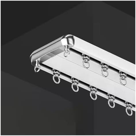 Double Curtain Track Ceiling Mount, Heavy Duty Smooth Sliding Conjoined Rails for Large Windows in Living Room and Bedroom