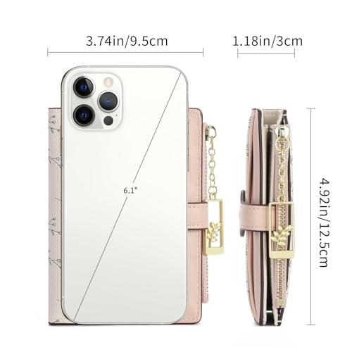 Image of GAEKEAO Small Wallets for Women RFID Blocking Bifold Floral Vegan Leather Wallet Card Holder with Zipper Pocket ID Window